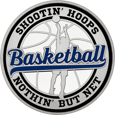 Navy Blue "Basketball" with Black Outer Circular Borders